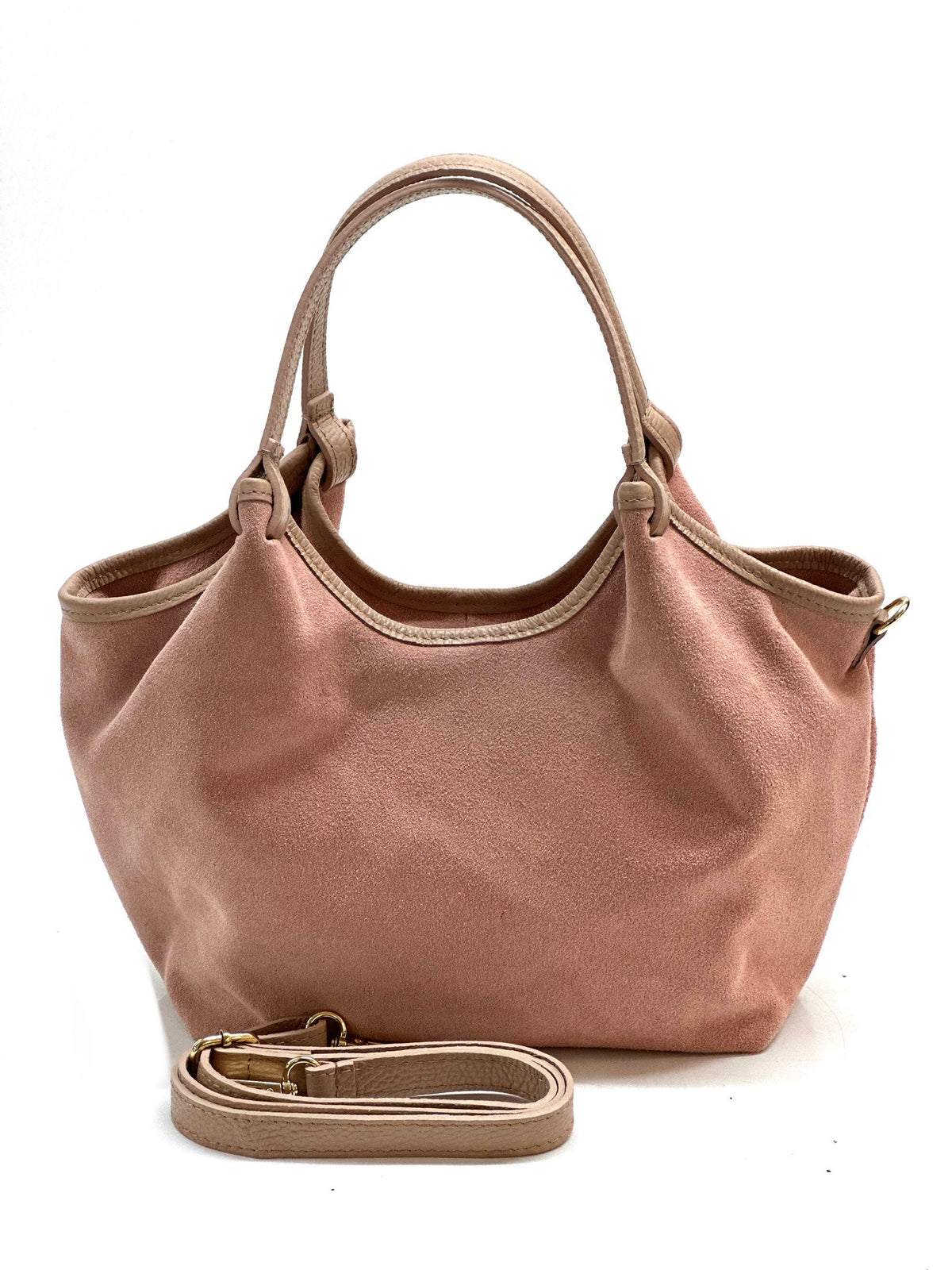 HE911 Powder Pink Slouchy Suede Tote Bag
