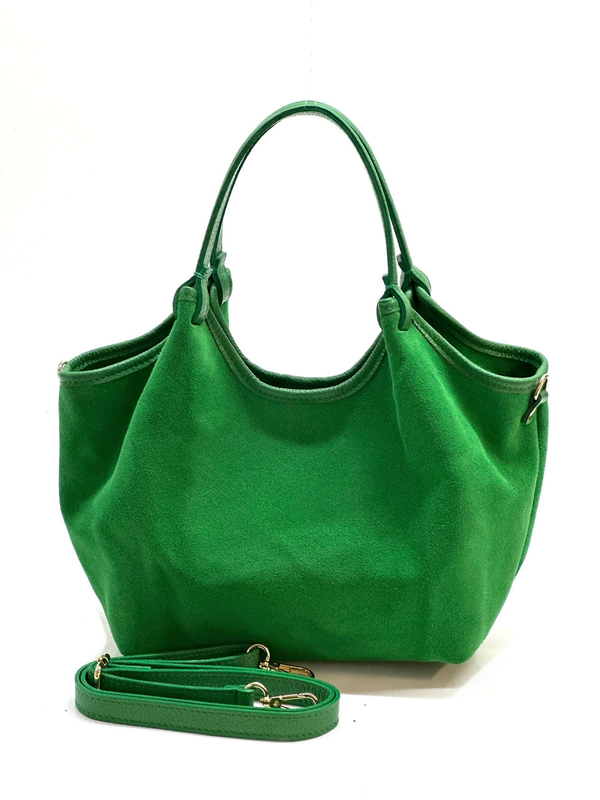 HE914 Apple Green Slouchy Suede Tote Bag