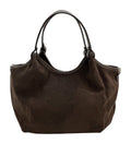 HE923 Dark Brown Slouchy Suede Tote Bag