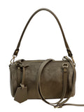 HE932 Dark Taupe Barrel Suede Shoulder Bag