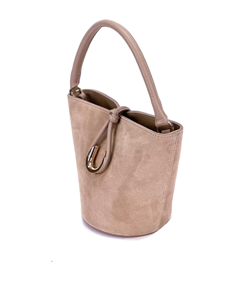 HE936 Powder Pink Suede Bucket Bag