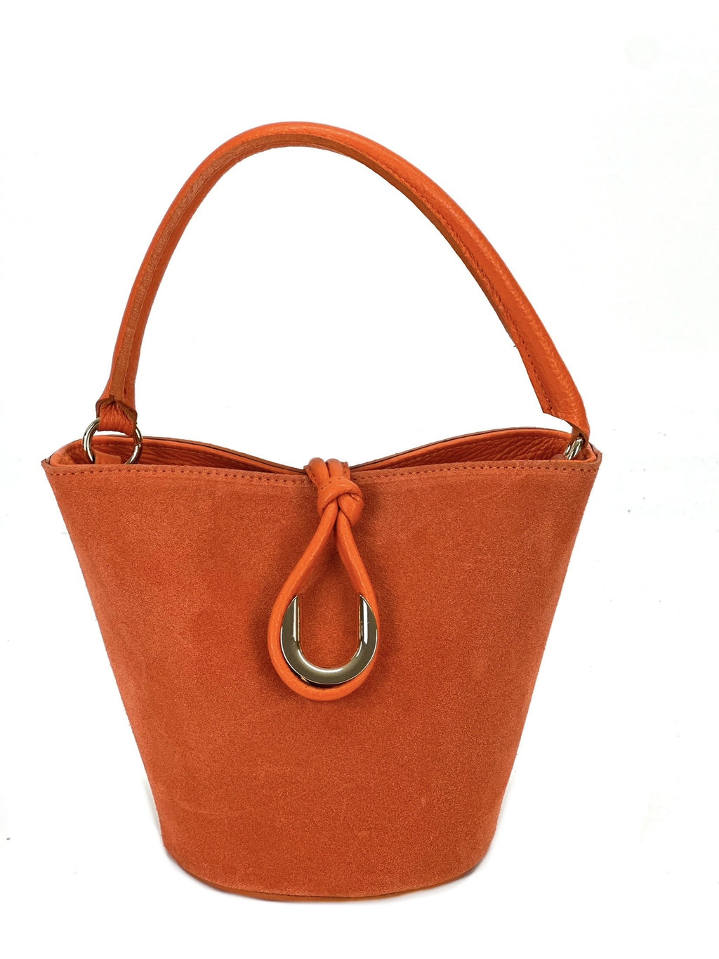 HE941 Orange Suede Bucket Bag