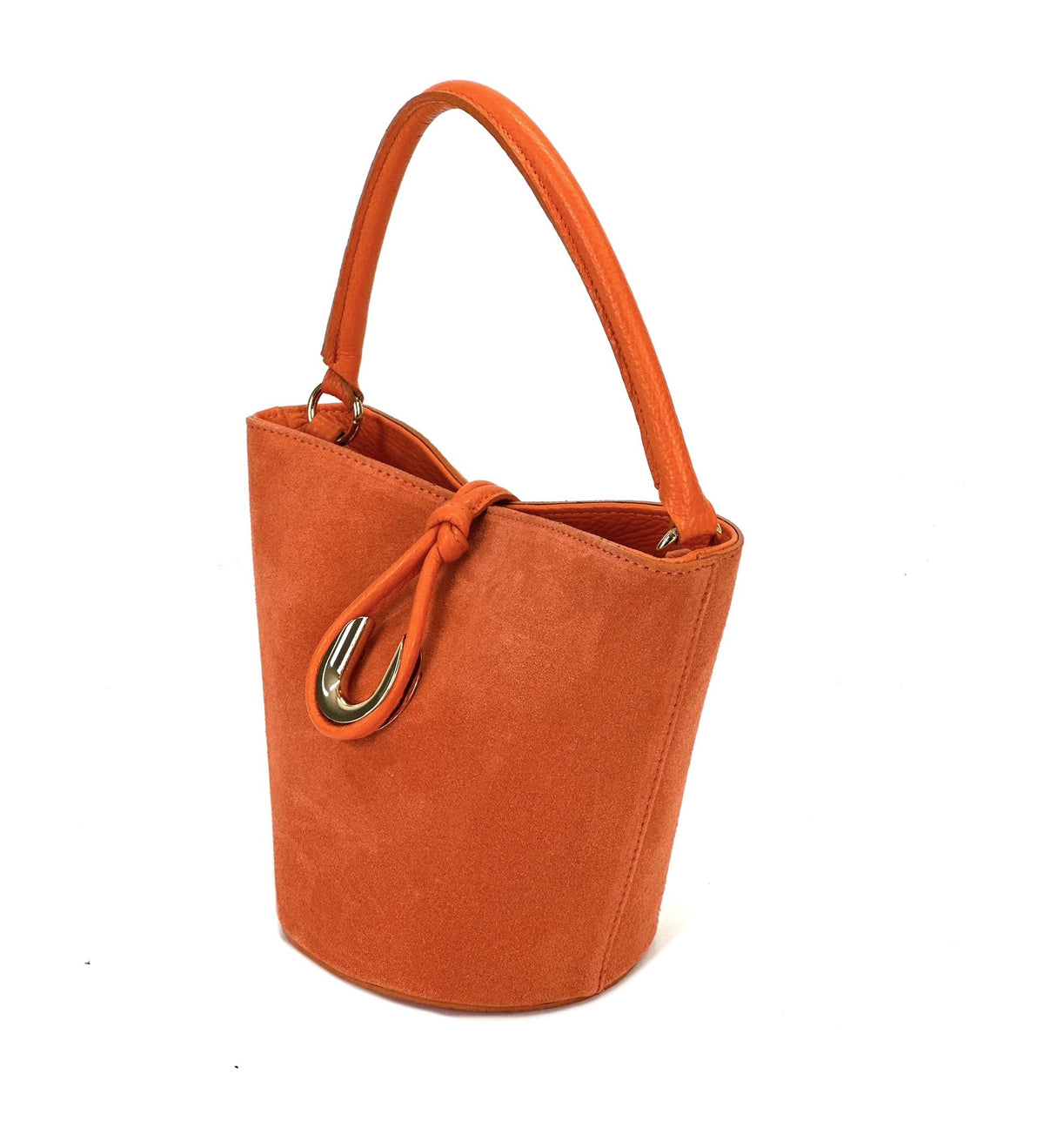 HE941 Orange Suede Bucket Bag