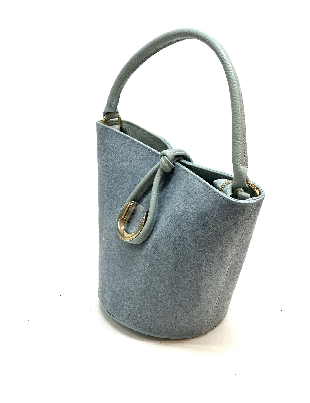 HE942 Light Blue Suede Bucket Bag