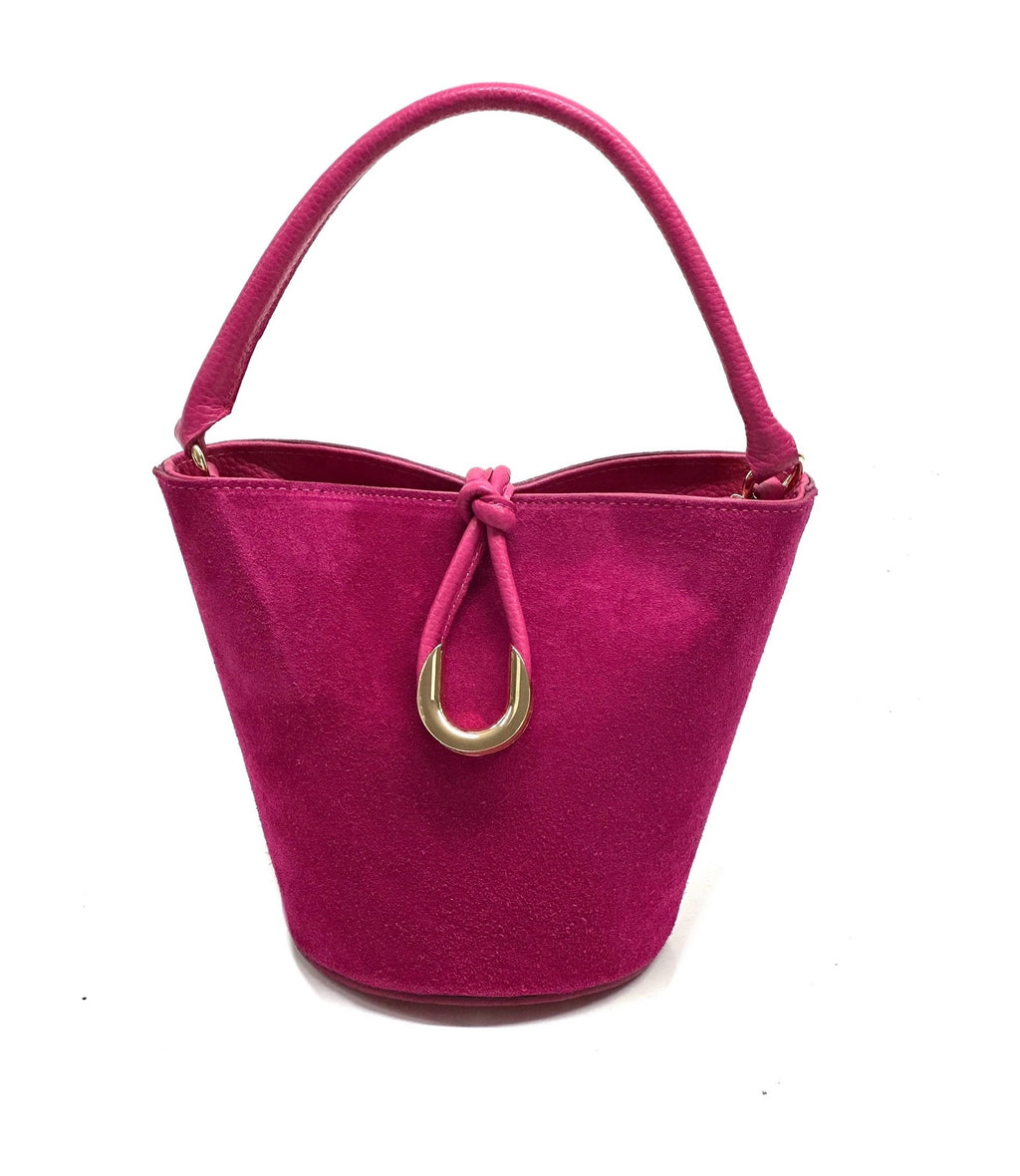 HE943 Fuchsia Suede Bucket Bag