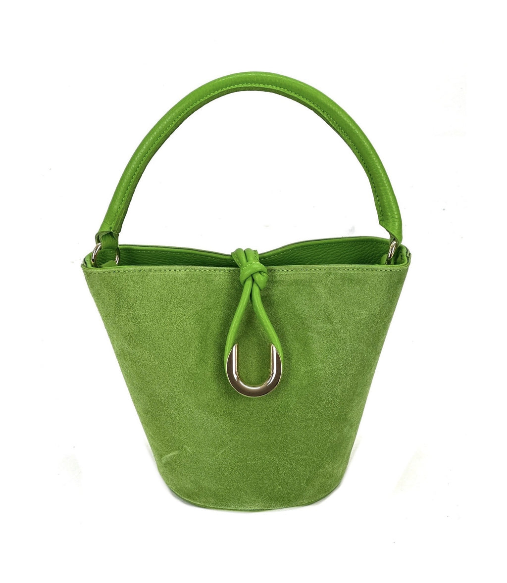 HE944 Avocado Green Suede Bucket Bag