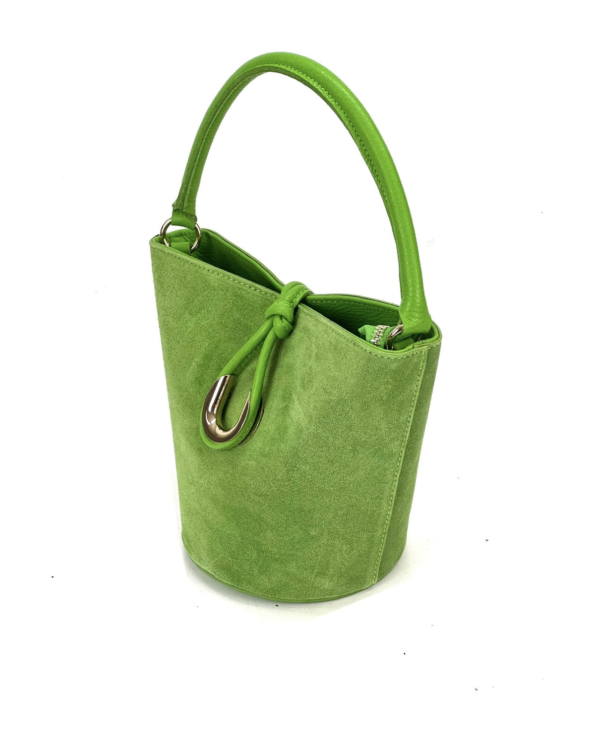 HE944 Avocado Green Suede Bucket Bag