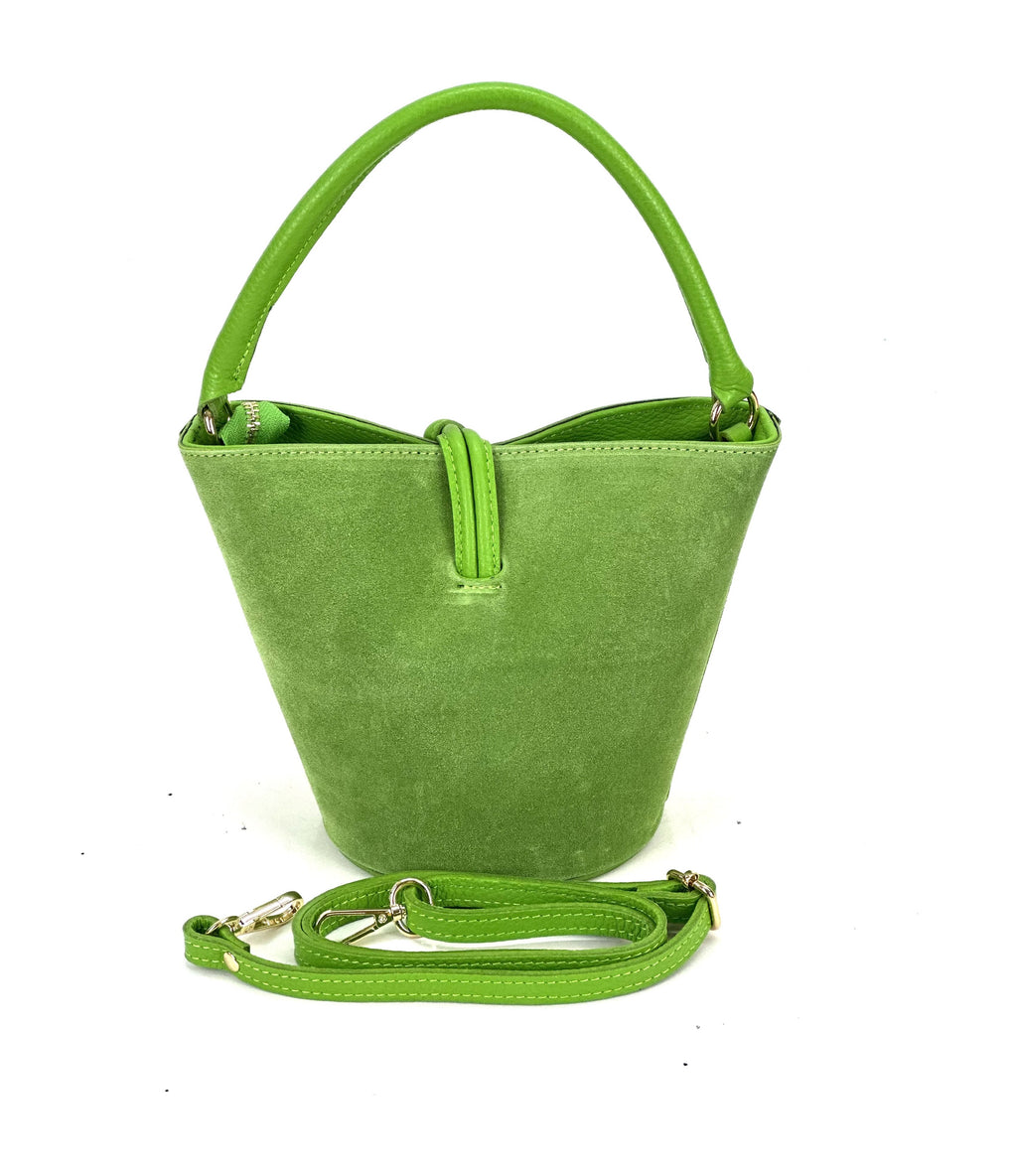 HE944 Avocado Green Suede Bucket Bag