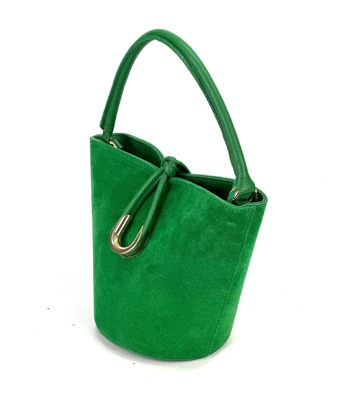 HE945 Apple Green Suede Bucket Bag