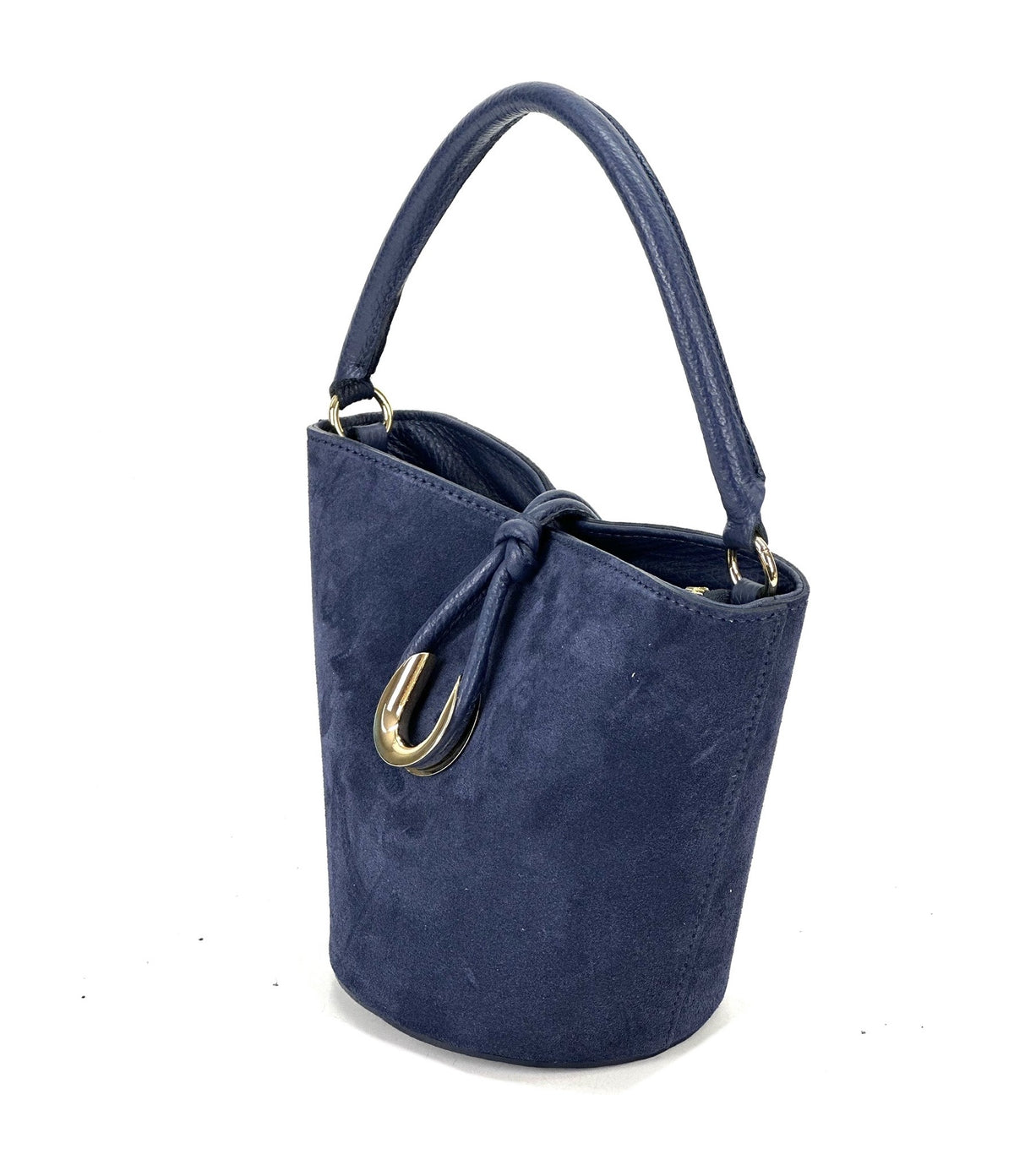 HE947 Medium Blue Suede Bucket Bag