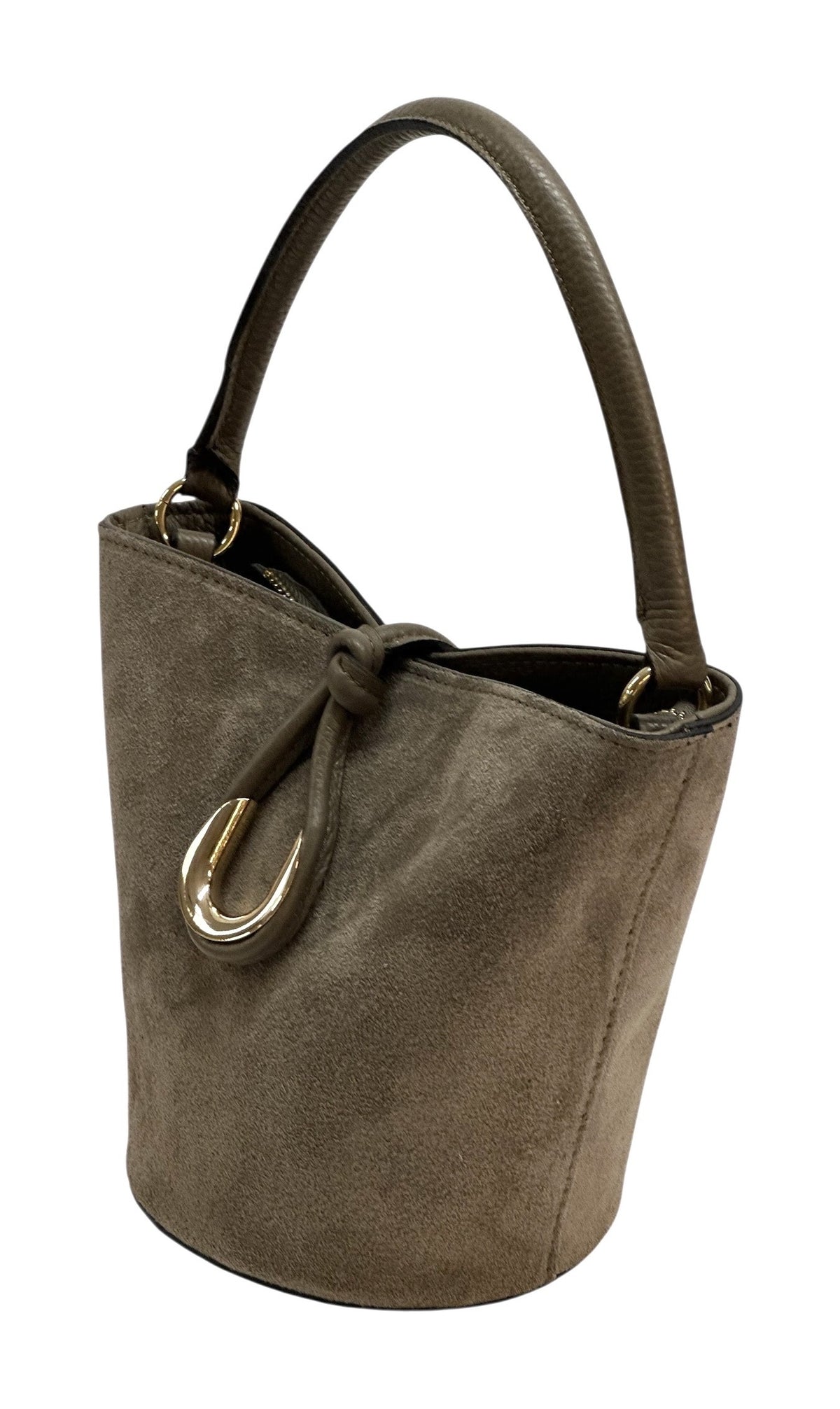HE949 Dark Taupe Suede Bucket Bag