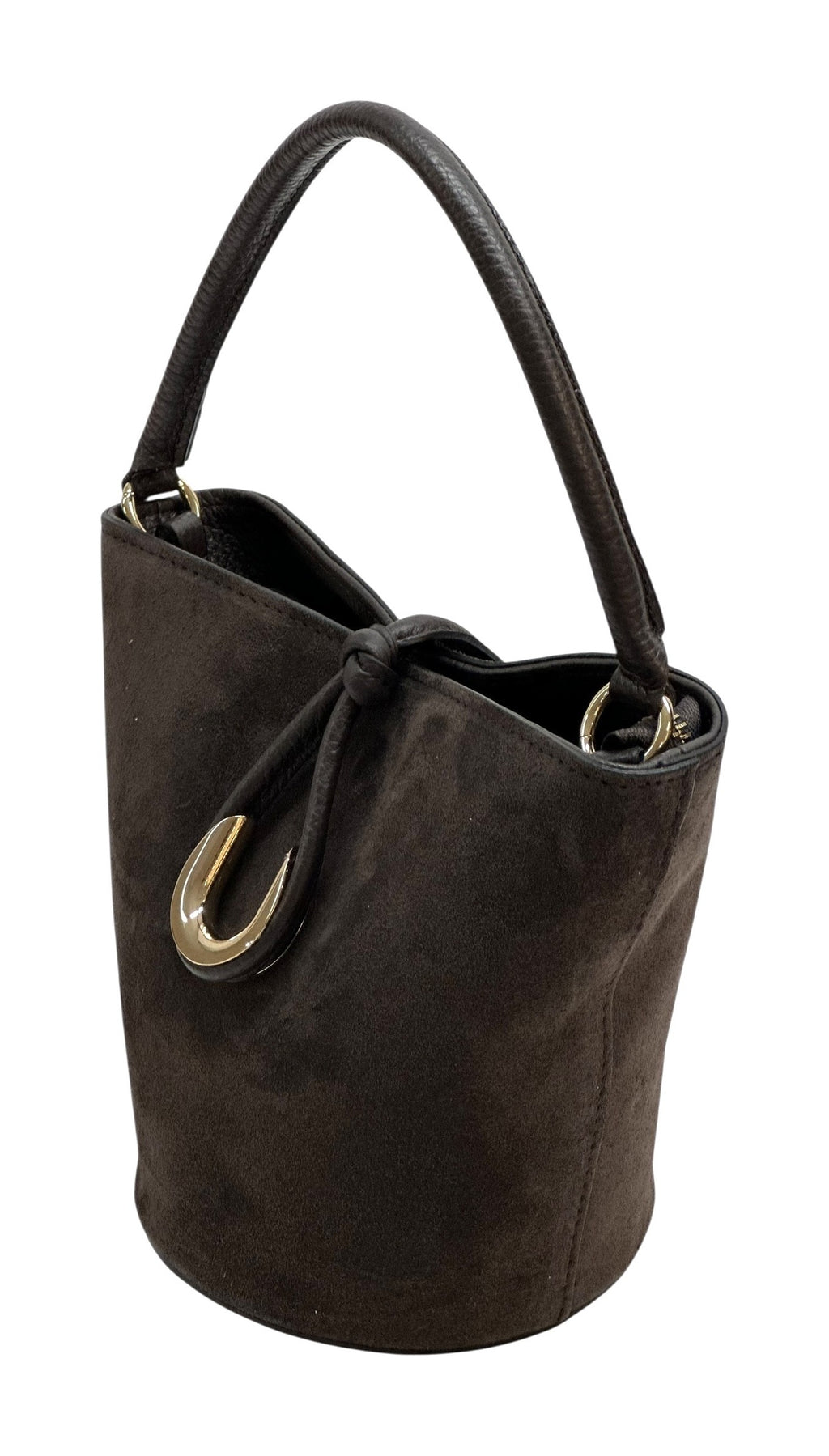 HE950 Dark Brown Suede Bucket Bag