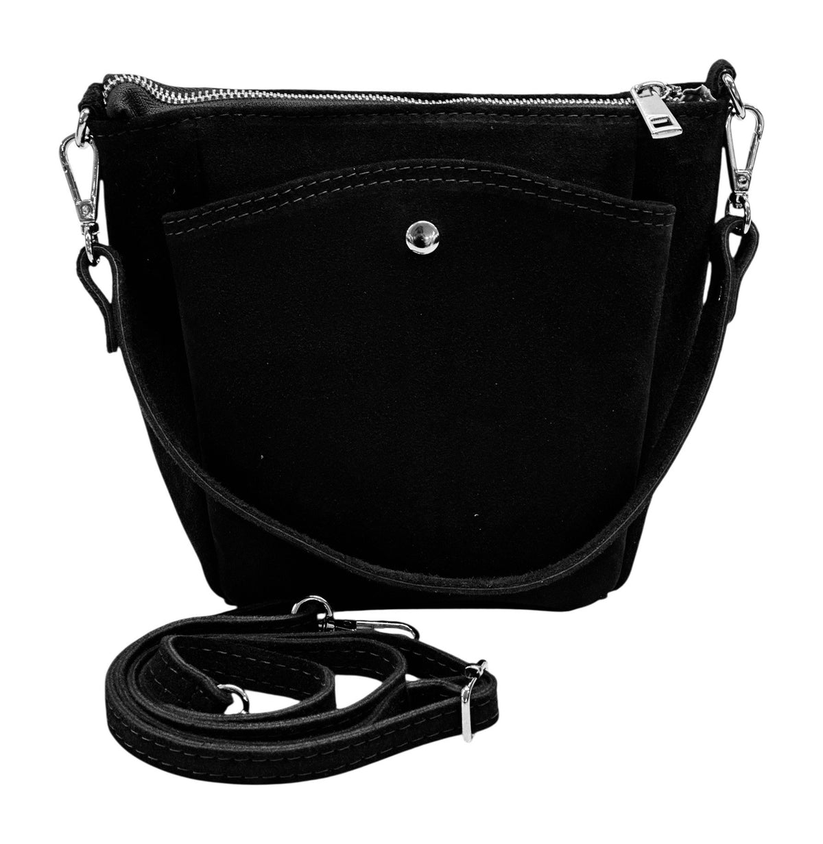 HE968 Black Suede Crossbody Bag