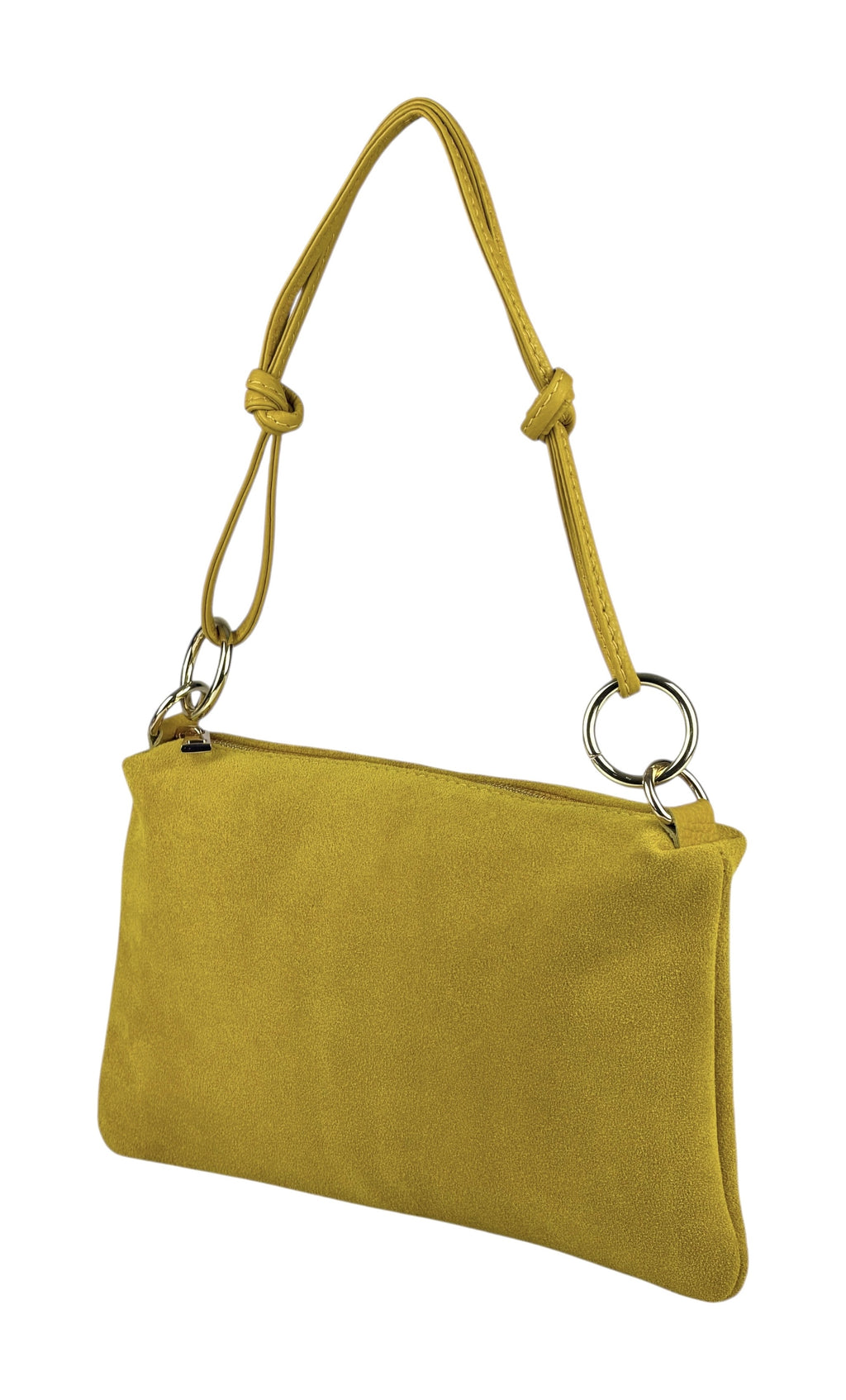 HE973 Yellow Knotted Suede Shoulder Bag