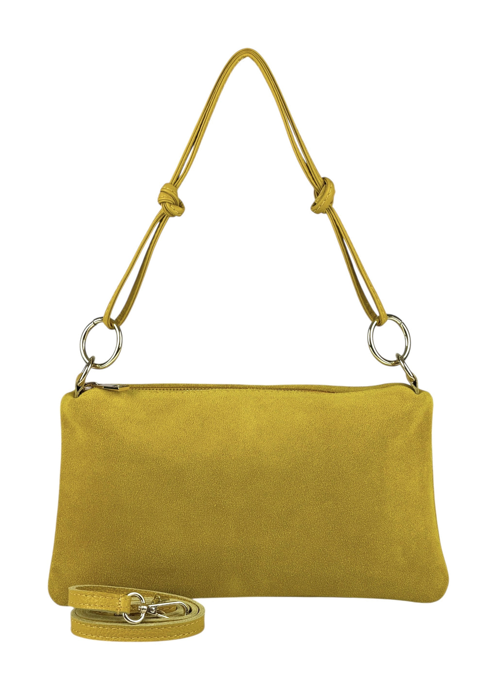 HE973 Yellow Knotted Suede Shoulder Bag