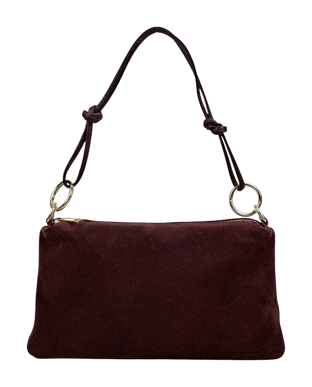 HE974 Burgundy Knotted Suede Shoulder Bag
