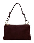 HE974 Burgundy Knotted Suede Shoulder Bag