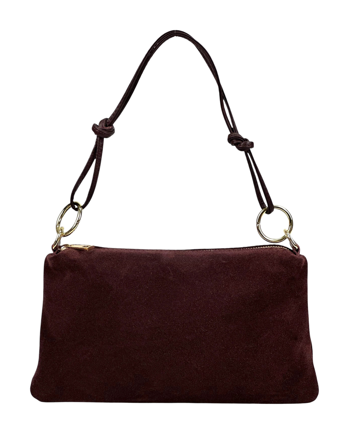 HE974 Burgundy Knotted Suede Shoulder Bag