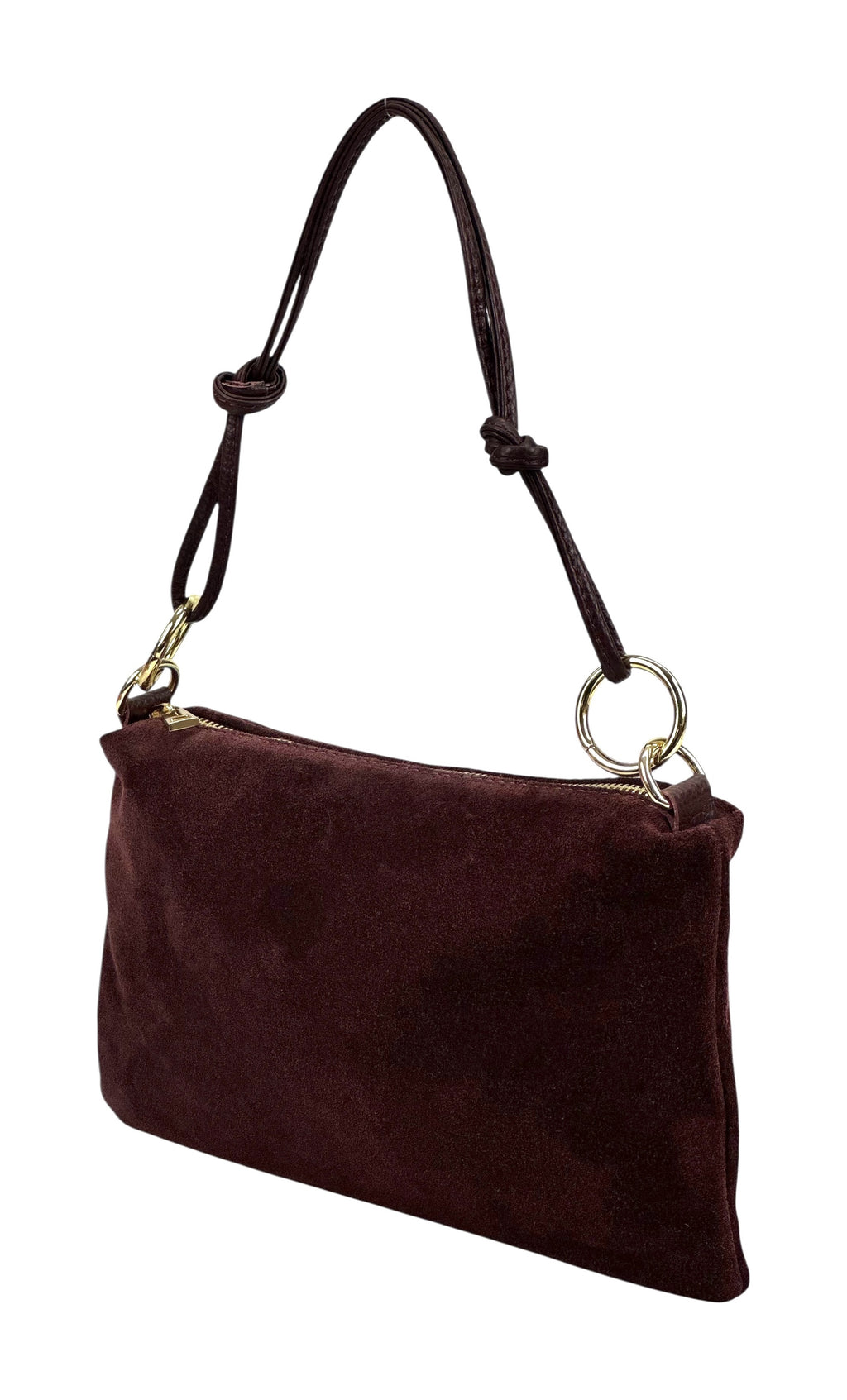 HE974 Burgundy Knotted Suede Shoulder Bag