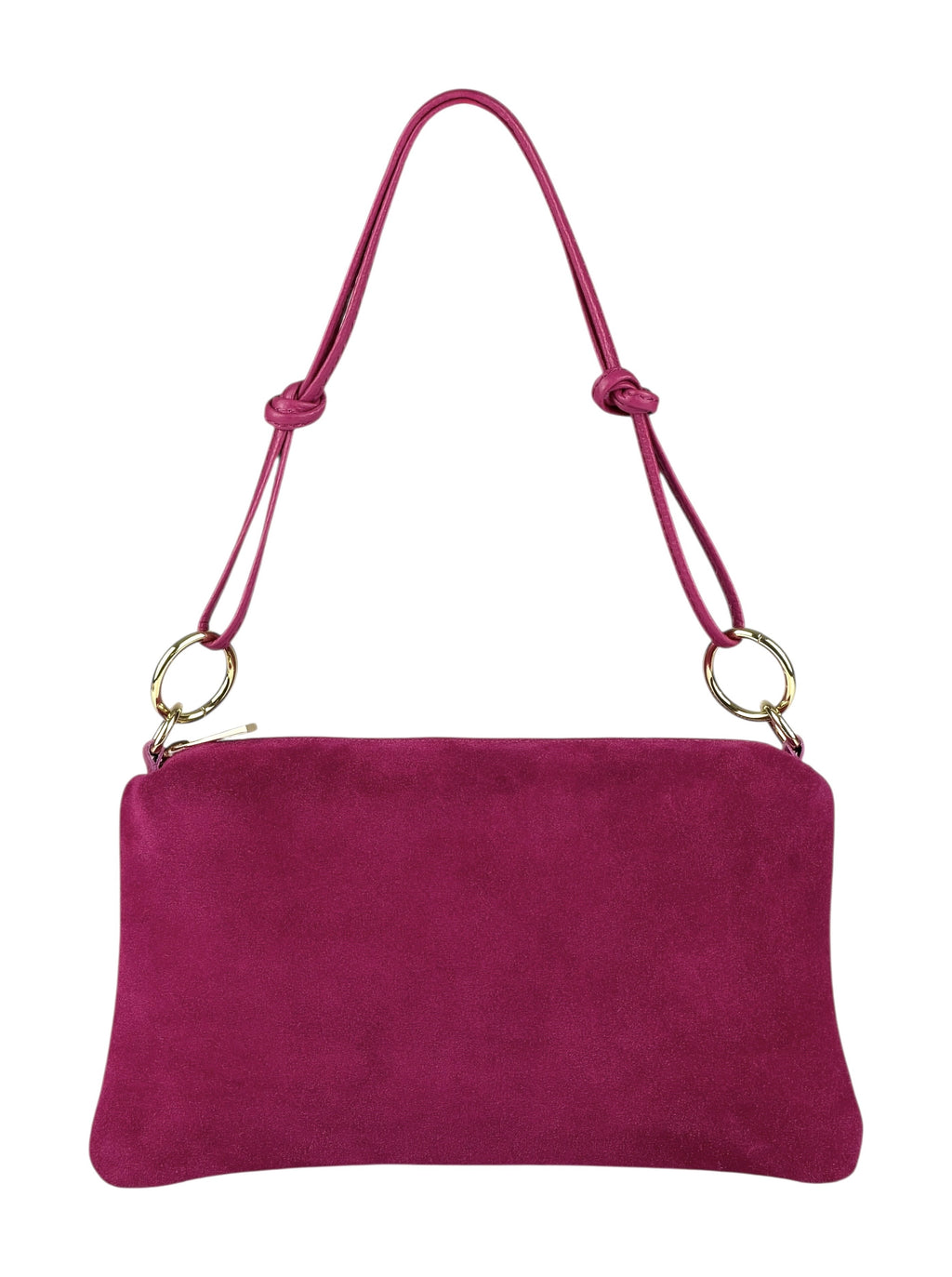 HE975 Fuchsia Knotted Suede Shoulder Bag