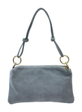 HE976 Light Blue Knotted Suede Shoulder Bag