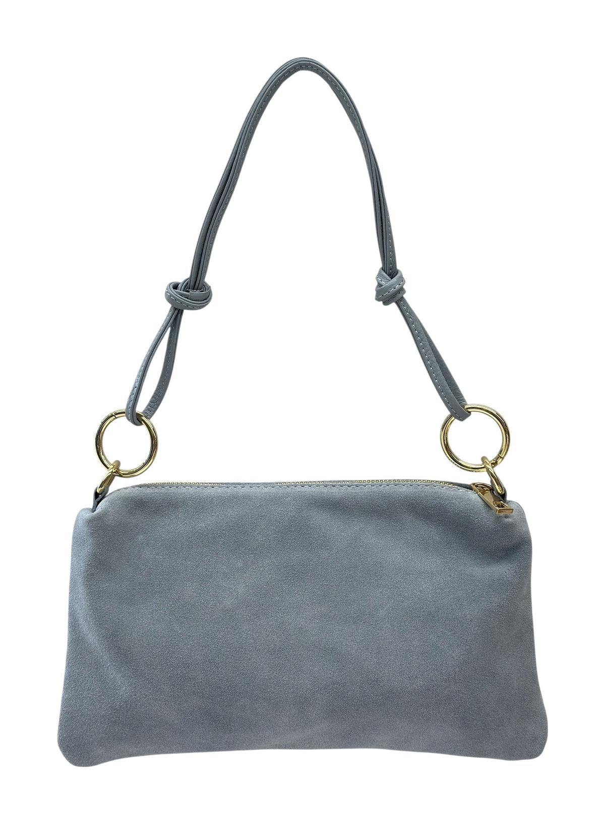 HE976 Light Blue Knotted Suede Shoulder Bag