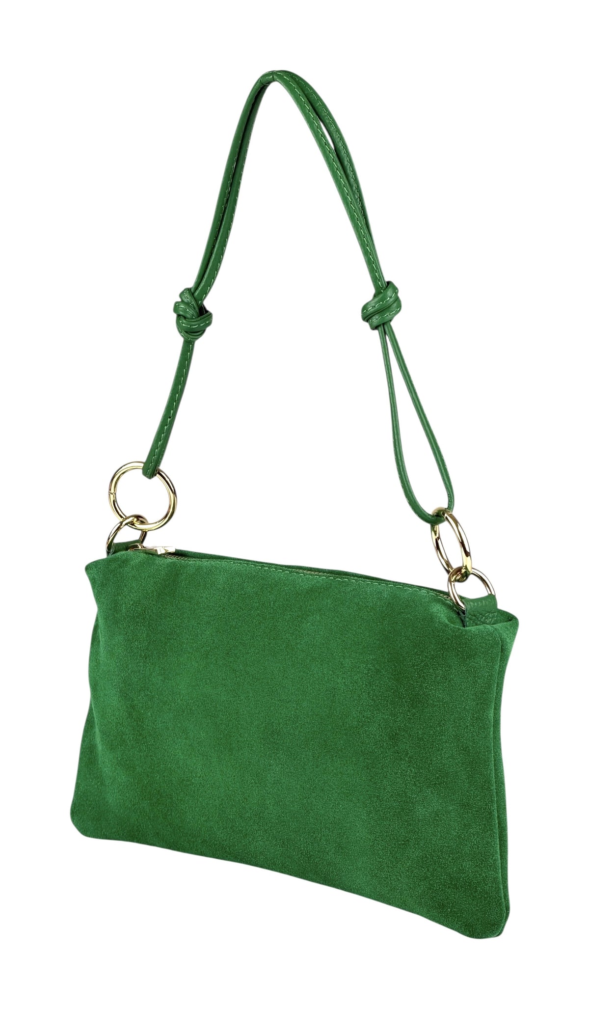 HE977 Apple Green Knotted Suede Shoulder Bag
