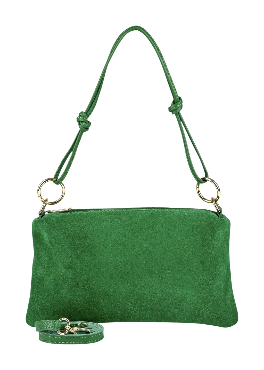 HE977 Apple Green Knotted Suede Shoulder Bag