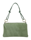 HE978 Sage Green Knotted Suede Shoulder Bag