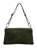 HE979 Military Green Knotted Suede Shoulder Bag