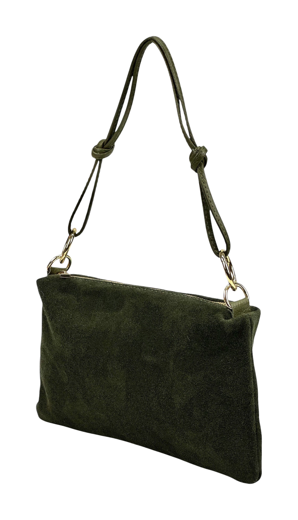HE979 Military Green Knotted Suede Shoulder Bag