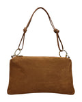 HE981 Dark Tan Knotted Suede Shoulder Bag
