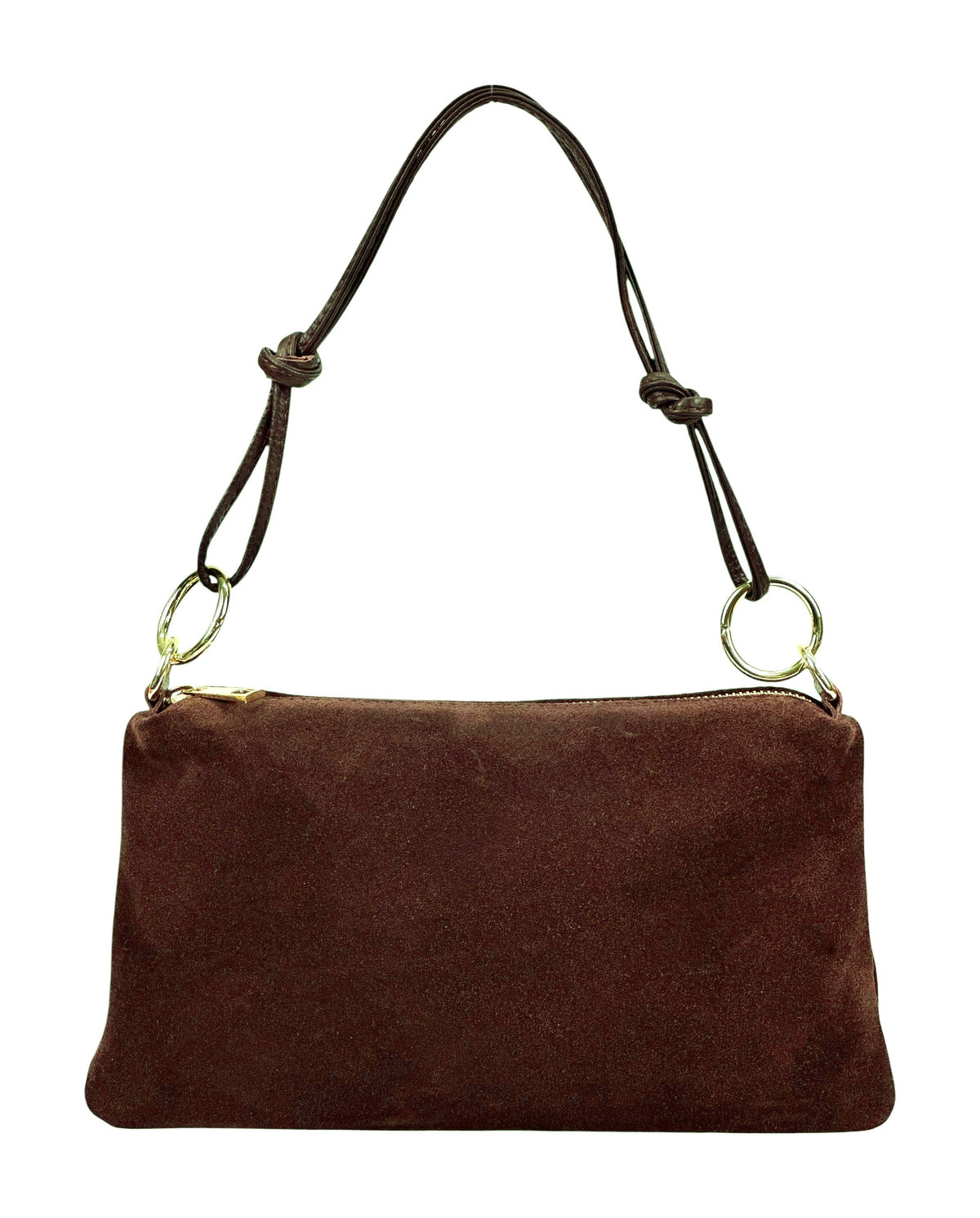 HE982 Brown Knotted Suede Shoulder Bag