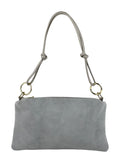 HE983 Pearl Grey Knotted Suede Shoulder Bag