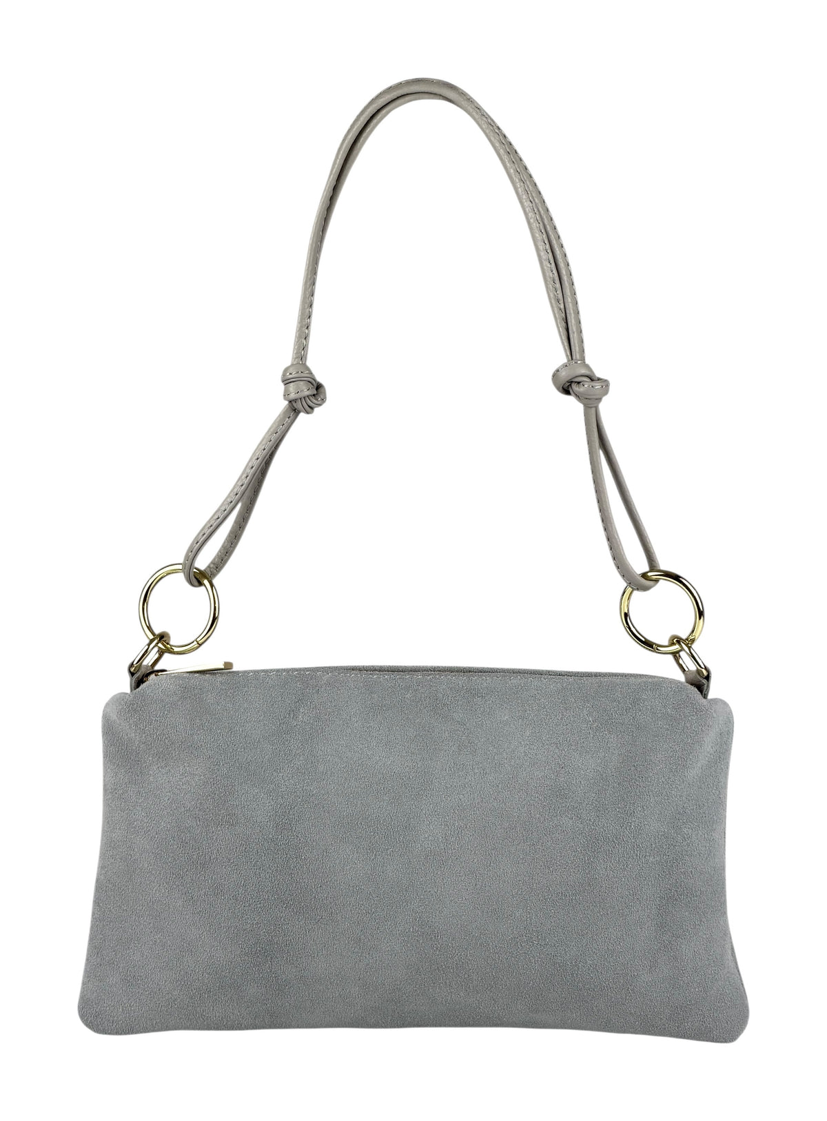 HE983 Pearl Grey Knotted Suede Shoulder Bag