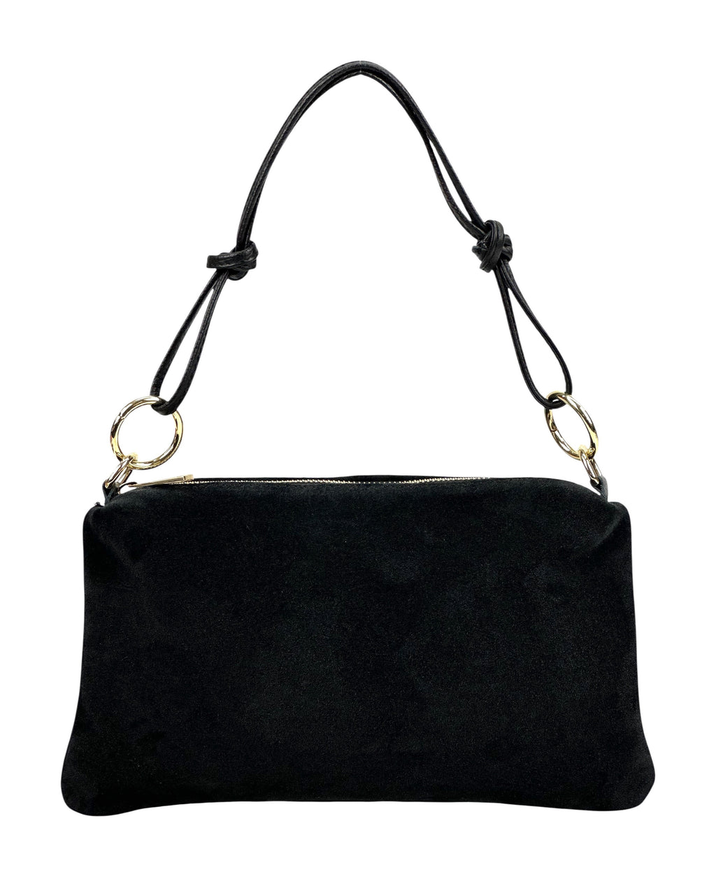 HE984 Black Knotted Suede Shoulder Bag