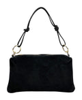 HE984 Black Knotted Suede Shoulder Bag