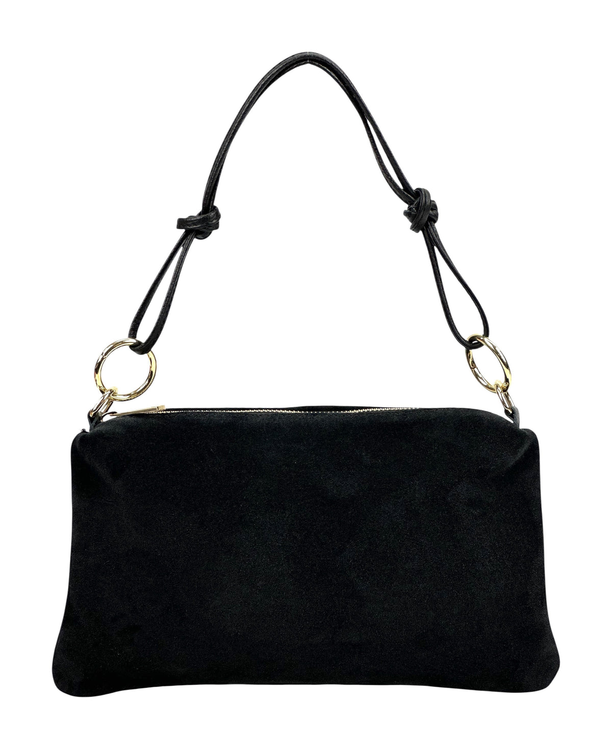 HE984 Black Knotted Suede Shoulder Bag