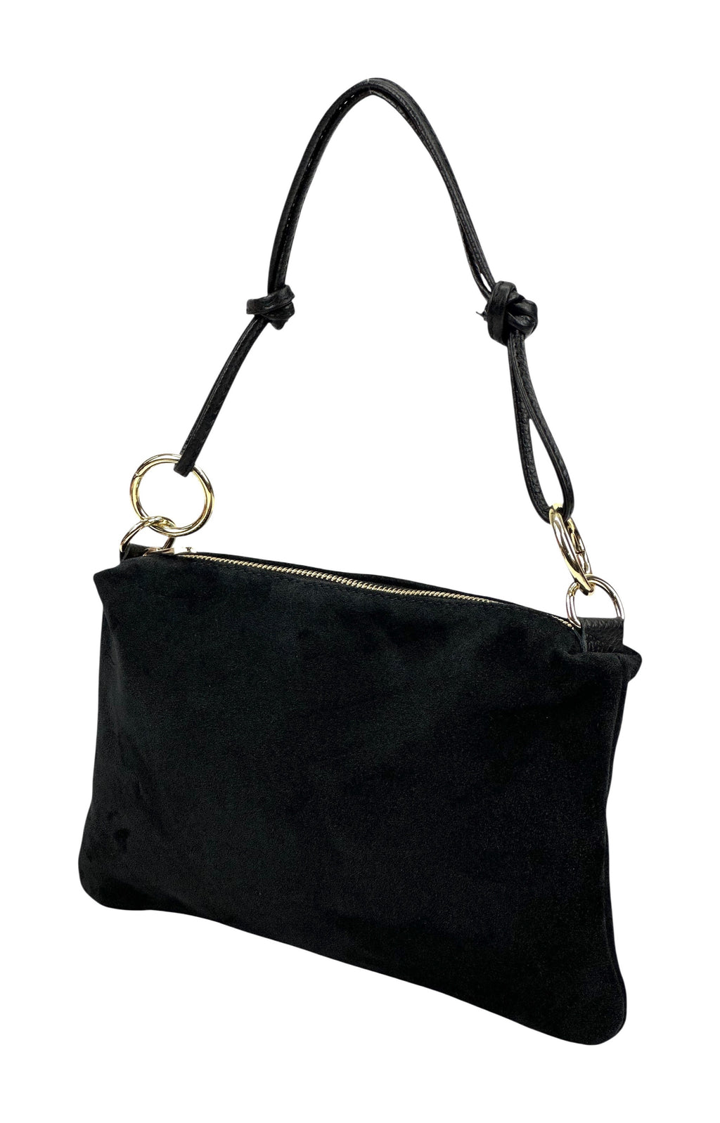 HE984 Black Knotted Suede Shoulder Bag