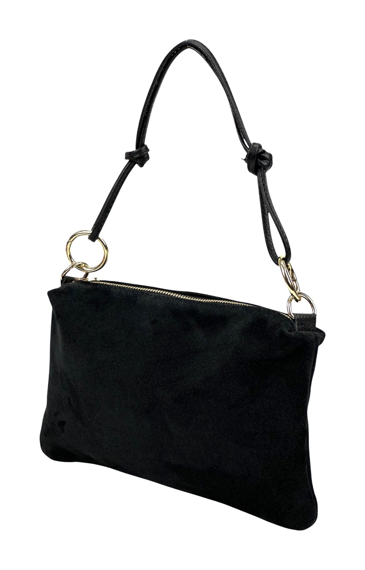 HE984 Black Knotted Suede Shoulder Bag