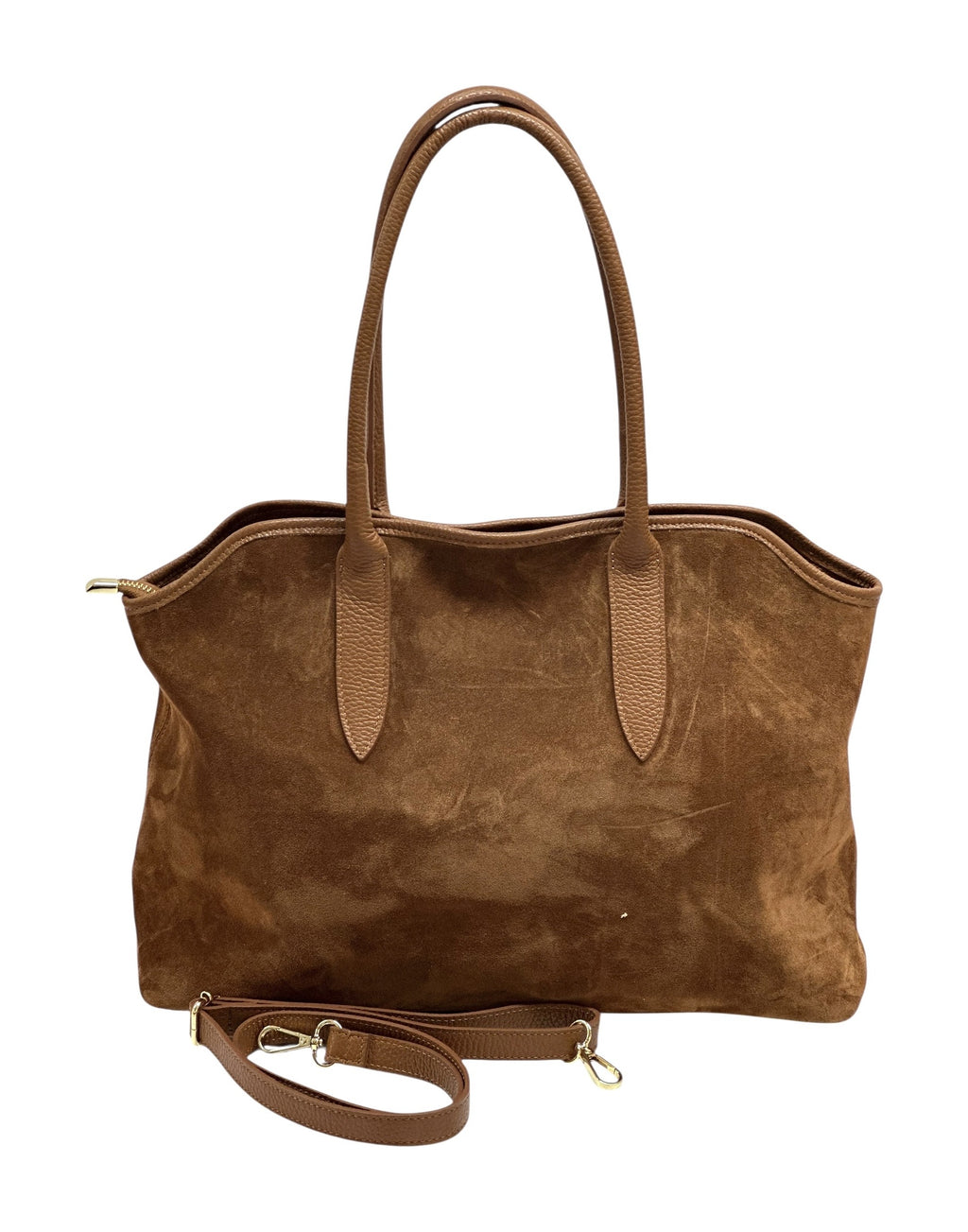 HE988 Dark Tan Buckle Suede Tote Bag