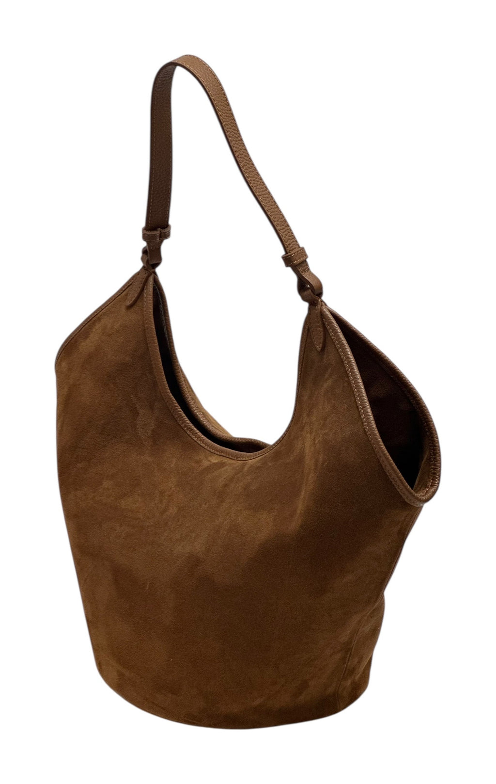 HE993 Dark Tan Slouchy Suede Hobo Bag