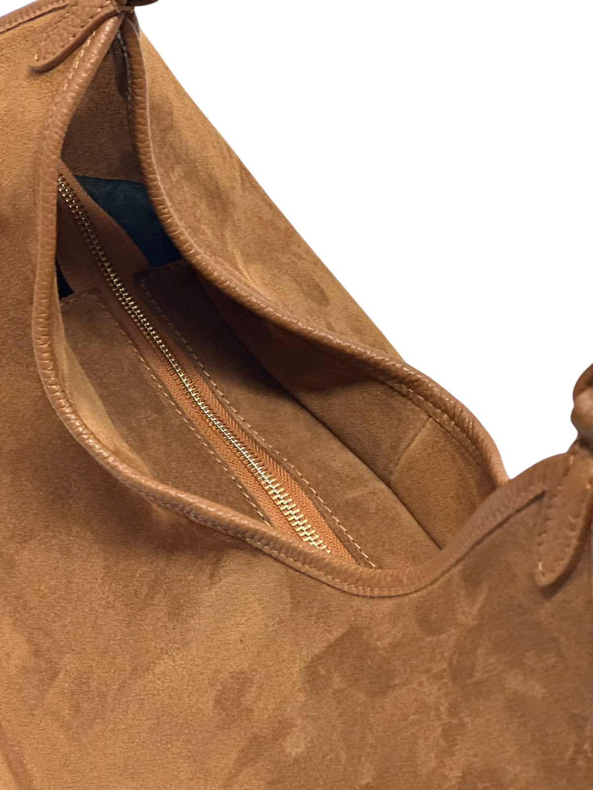 HE993 Dark Tan Slouchy Suede Hobo Bag
