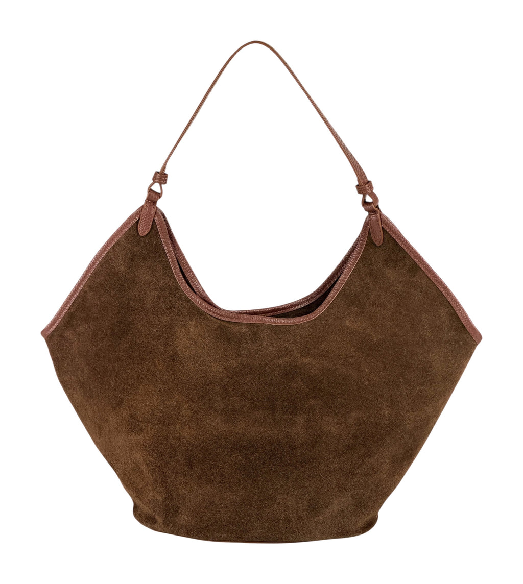 HE994 Brown Slouchy Suede Hobo Bag