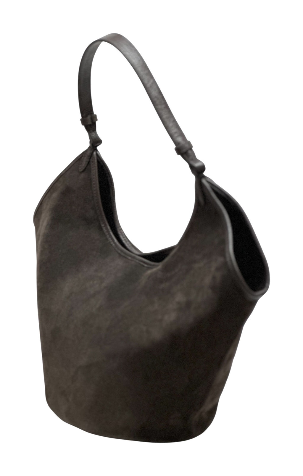 HE995 Dark Brown Slouchy Suede Hobo Bag