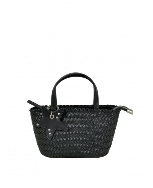 IT5805BK Starlady Woven Small Handbag with Charm - Black