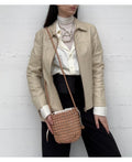 IT5804WB Woven Bucket Bag with Internal Pouch - Warm Beige