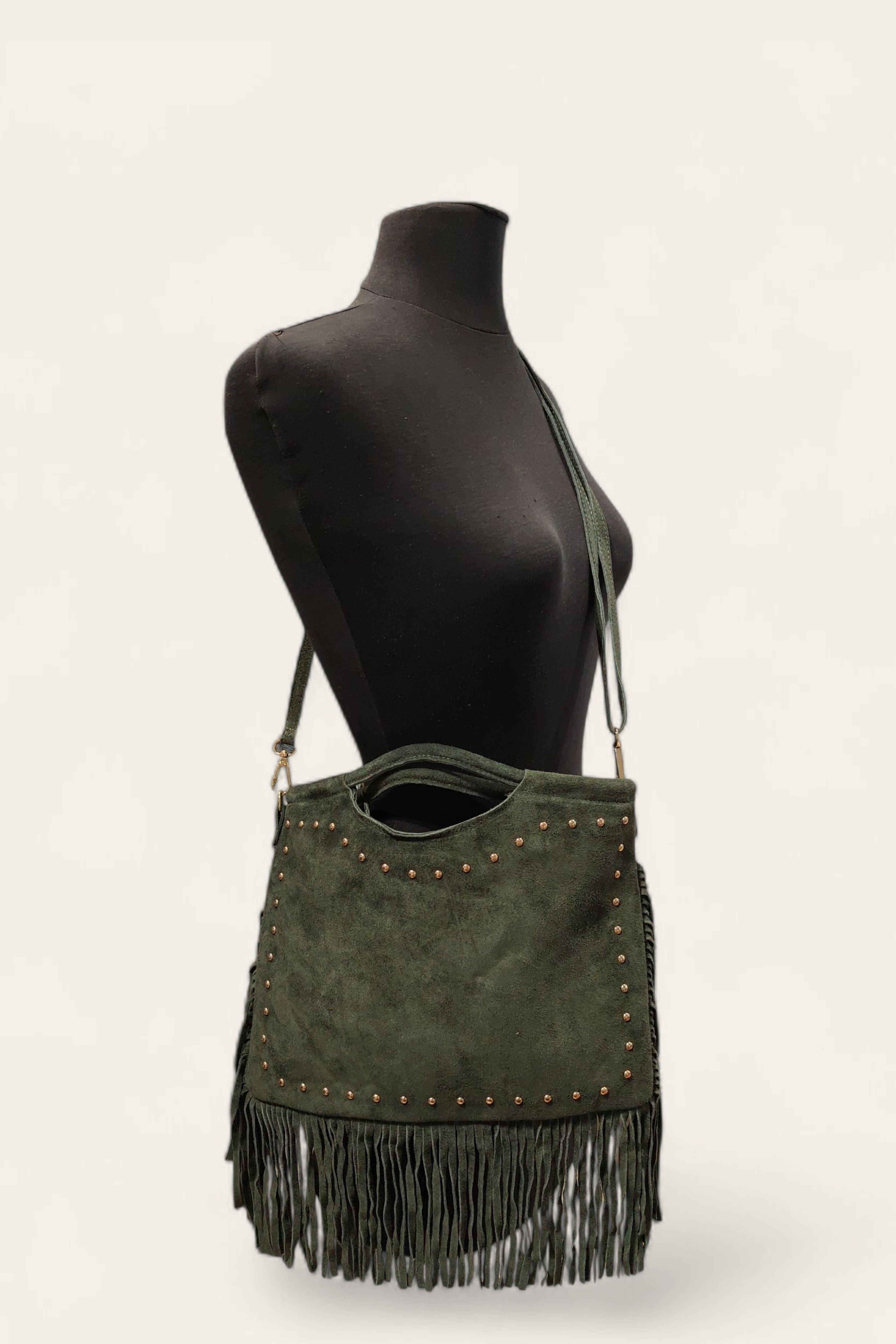 BMN108 Khaki Suede Bag
