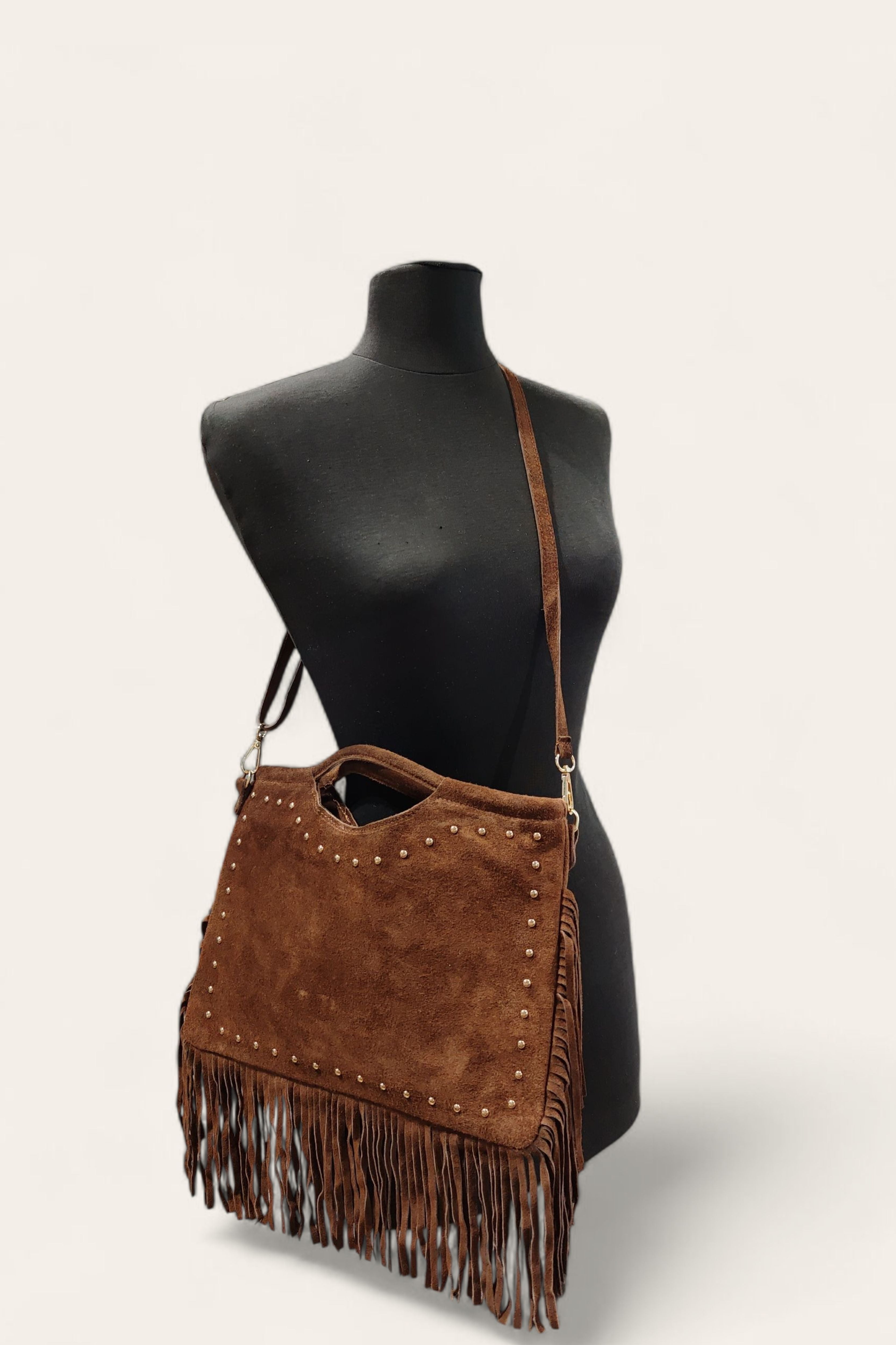 BMN107 Brown Suede Bag