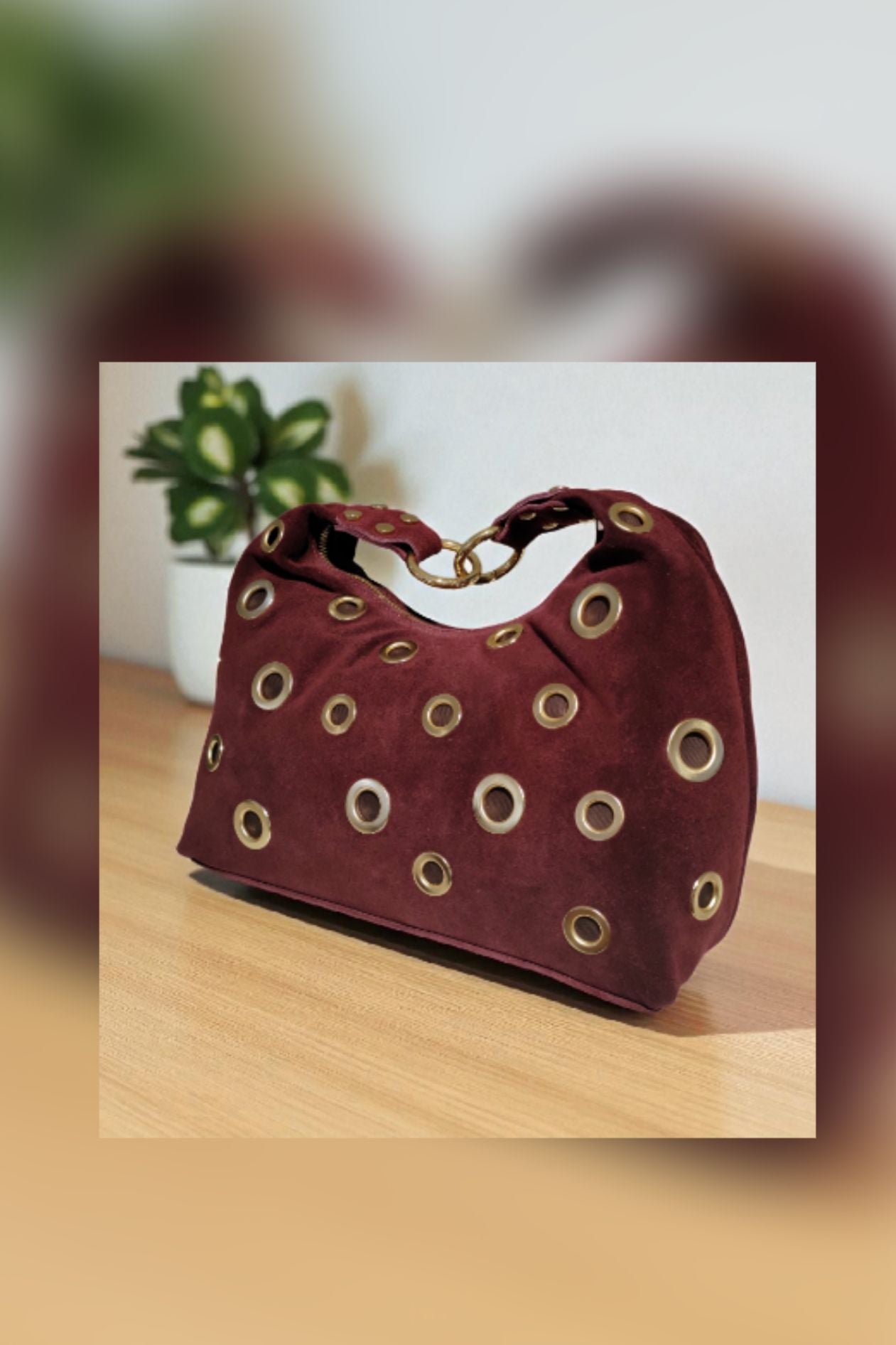 BMN064 Plum Suede Bag